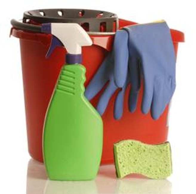 Cleaning Products In Plastic Bucket