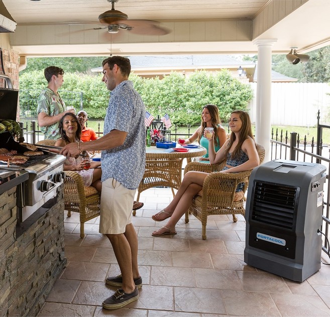Outdoor swamp coolers for patios and grilling