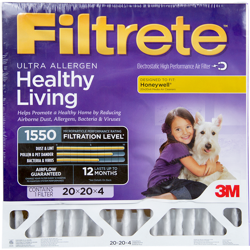 3M Filtrete Healthy Living 1550 MPR 4-Inch Ultra Allergen Reduction Filters 20x20x4