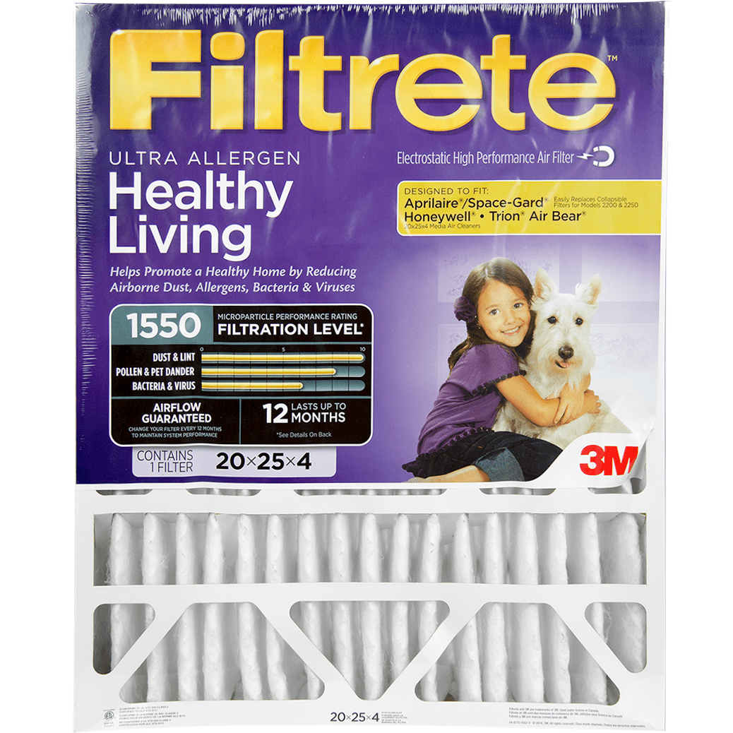 3M Filtrete Healthy Living 1550 MPR 4-Inch Ultra Allergen Reduction Filter 20x25x4