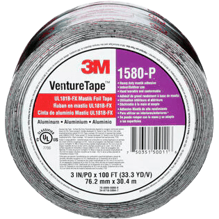 3M Venture Tape UL181B-FX Mastik Foil Tape 1580-P, 3 In X 100 Ft