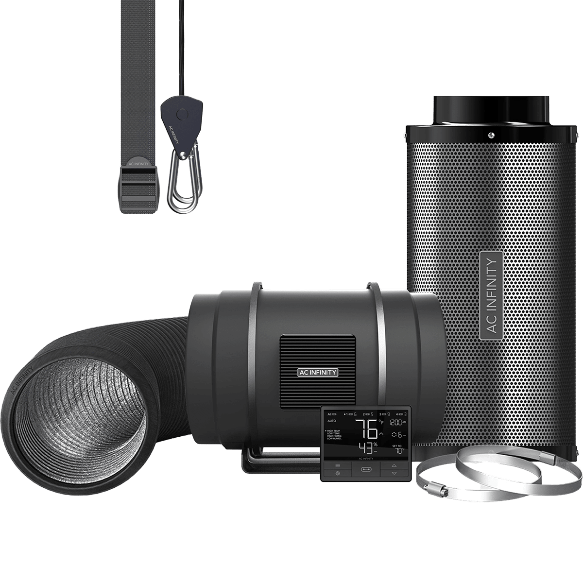 AC Infinity Air Filtration Kit, Pro 8In. Inline Lite Fan w/ Smart