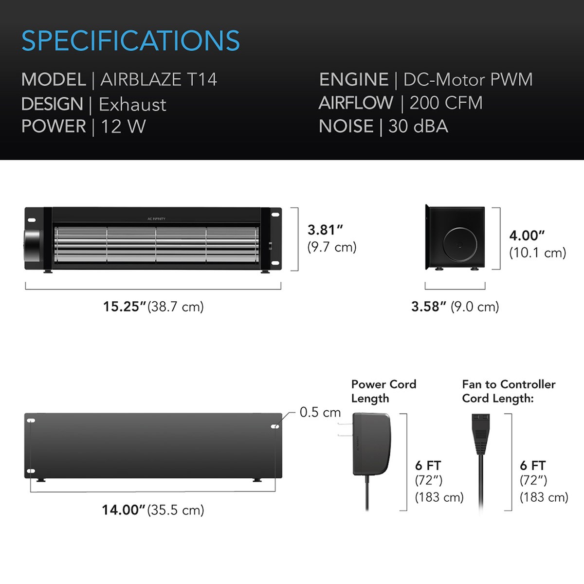 AC Infinity AIRTAP T4 4-in x 10-in Register Booster Fan - Bronze