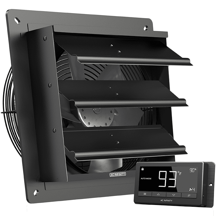 AC Infinity AIRLIFT T10, 10-Inch Shutter Exhaust Fan - w/ Temperature & Humidity Controller