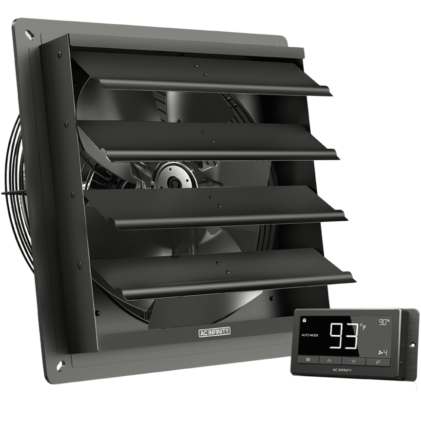 AC Infinity AIRLIFT T14, 14-Inch Shutter Exhaust Fan - w/ Temperature & Humidity Controller