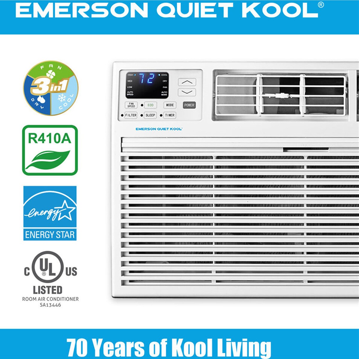 Emerson Quiet Kool Eatc12re1t 12 000 Btu Thru The Wall Ac Sylvane