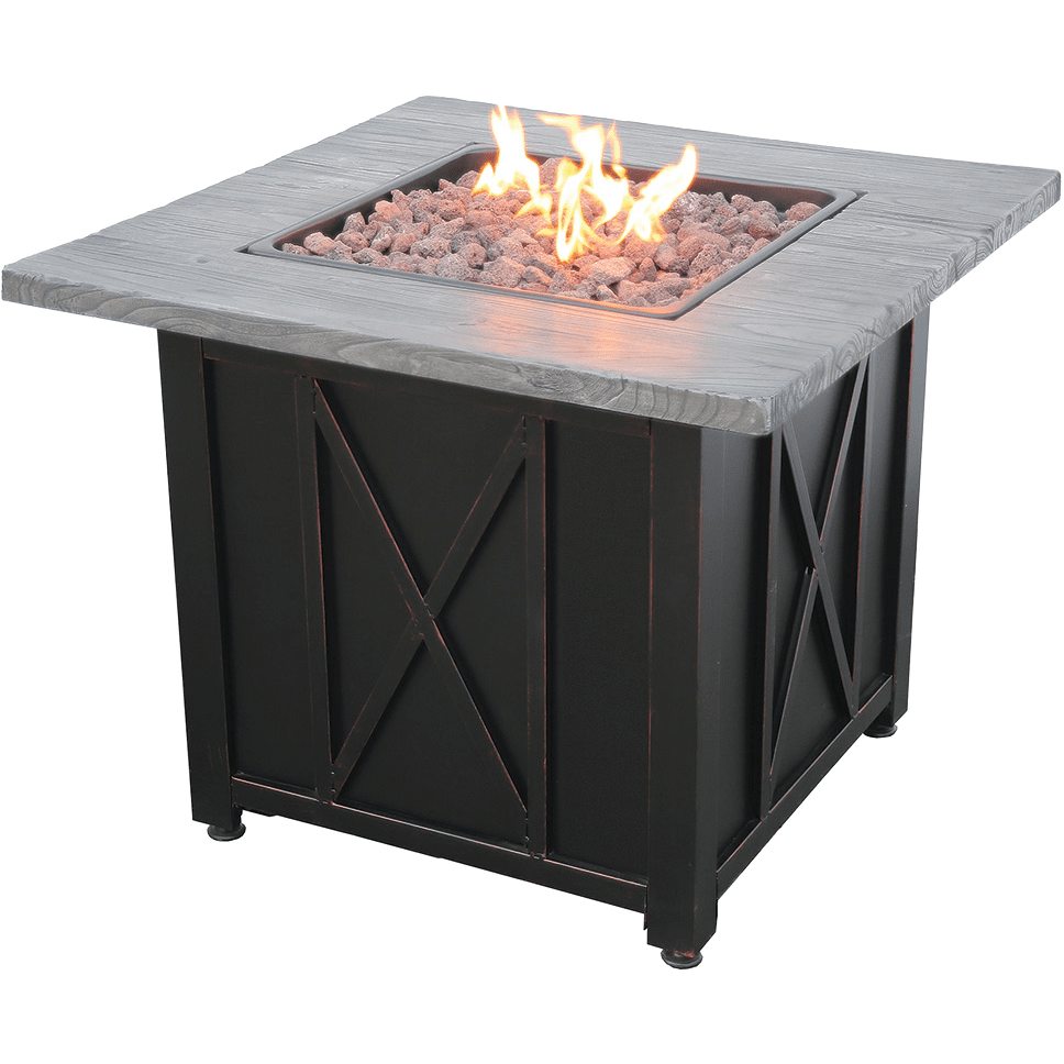 Endless Summer LP Gas Outdoor Fire Table with Wood Look Resin Mantel