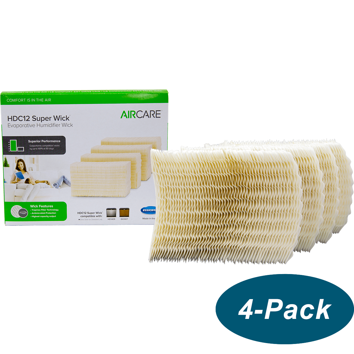 EVAPORATIVE HUMIDIFIER FILTER AIRCARE HDC12 SUPER WICK ESSICK AIR 4 PACK