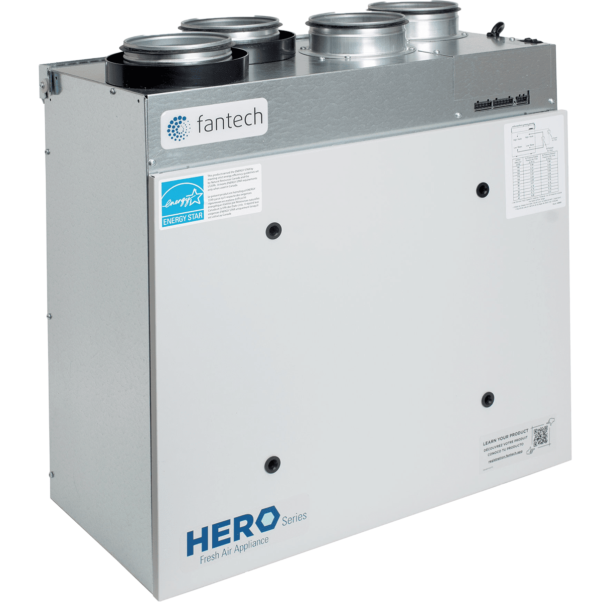 Fantech HERO 120H Heat Recovery Ventilator (5-Inch Top Ports)  (99400)