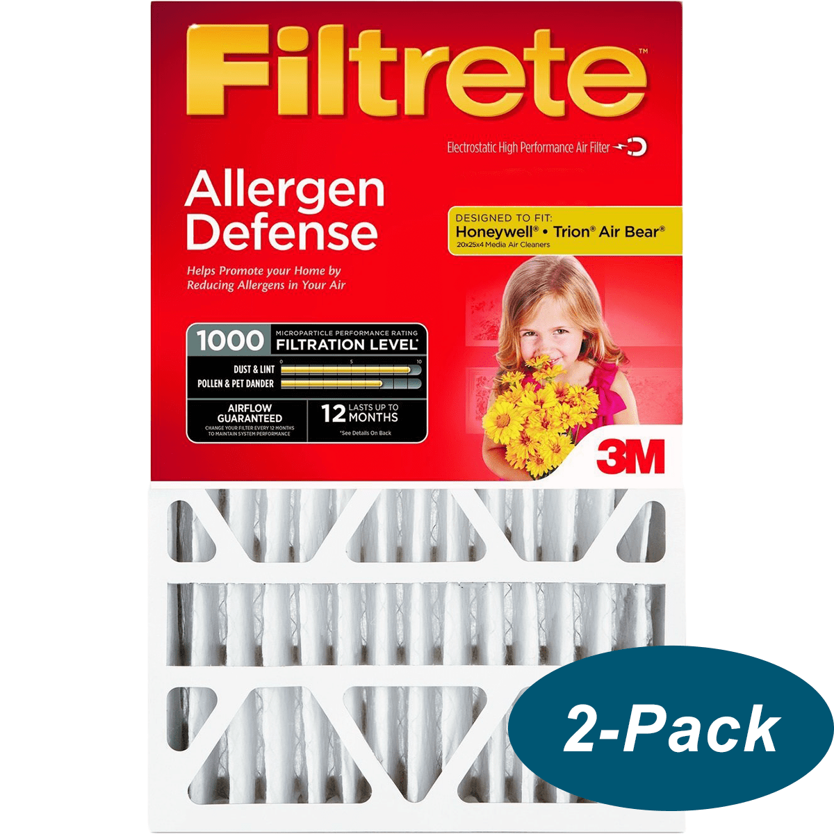 3M Filtrete 4-Inch MPR 1000 Micro Allergen Defense Air Filters 20x25x4 2-PACK