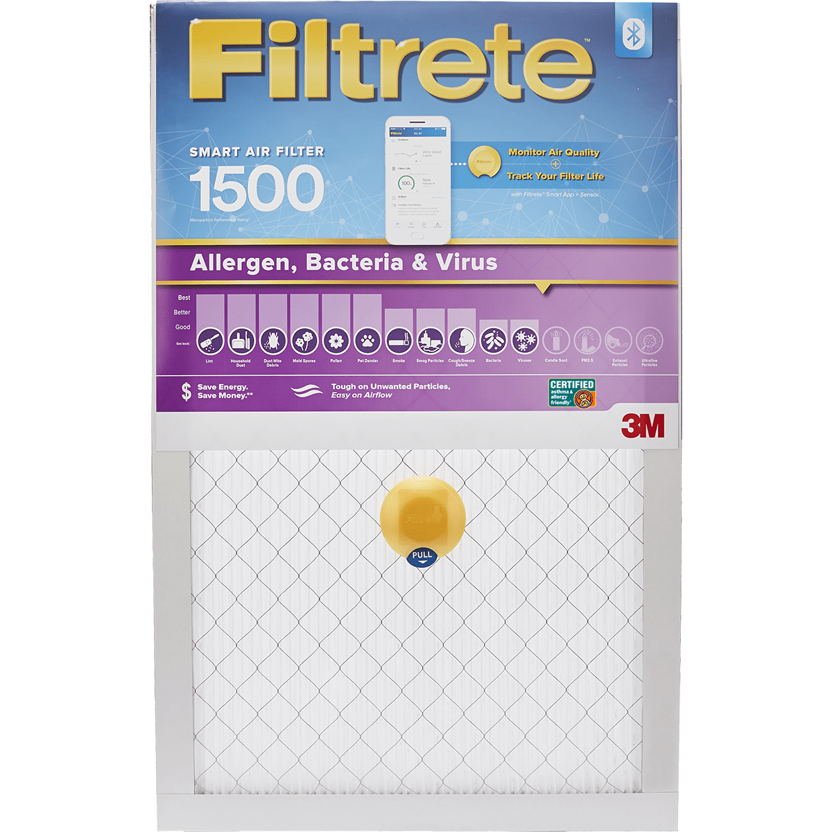 3M Filtrete 1500 MPR Allergen, Bacteria & Virus Smart Air Filter 16x25x1
