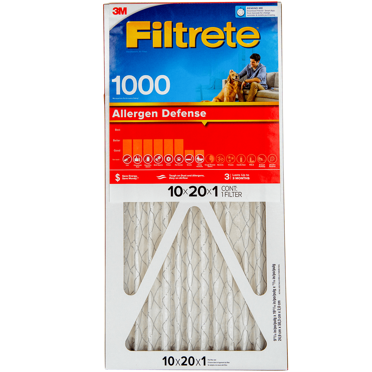 3M Filtrete Allergen Defense Furnace Filter 10x20x1