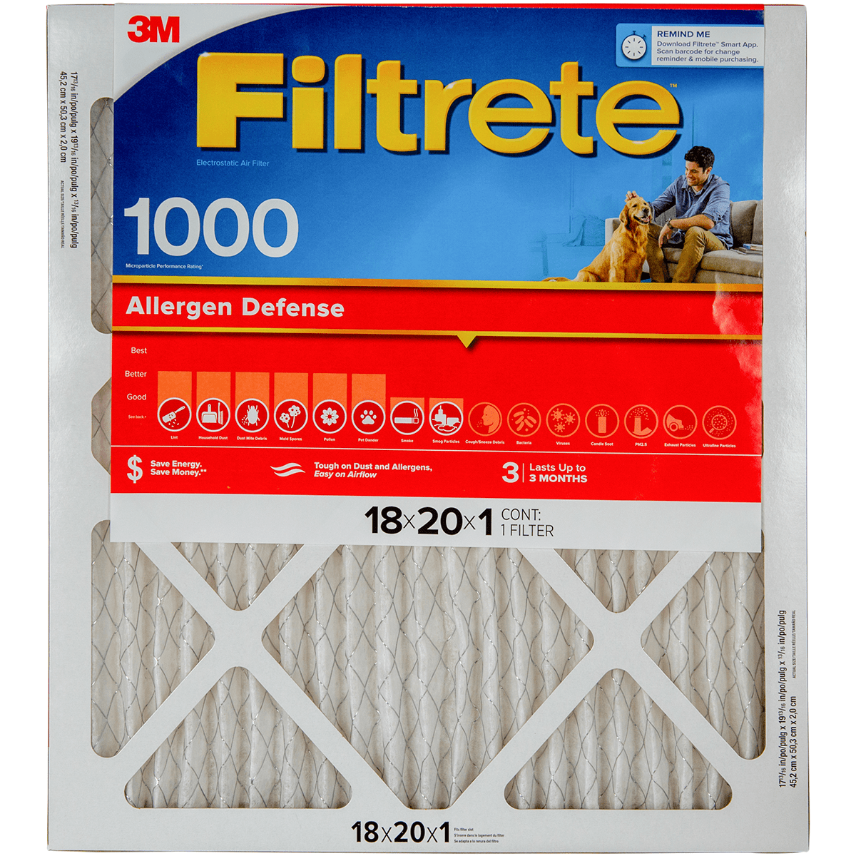 3M Filtrete Allergen Defense Furnace Filter 18x20x1
