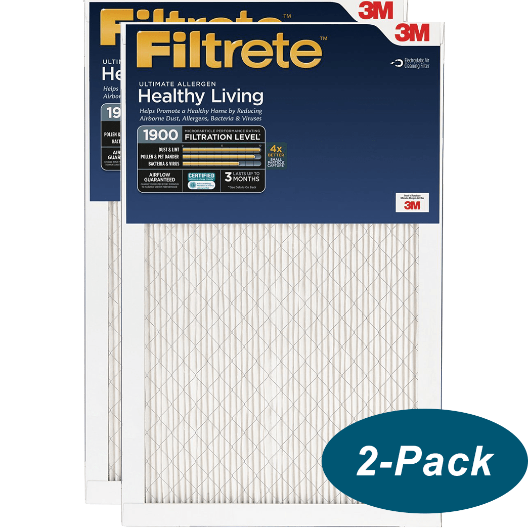 3M Filtrete Healthy Living 1900 MPR Ultimate Allergen Reduction Filters 16x25x1 2-PACK