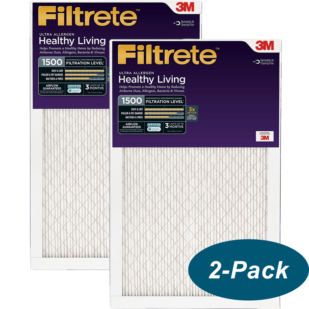 3M Filtrete Healthy Living 1500 MPR Ultra Allergen Reduction Filters 20x25x1 2-PACK