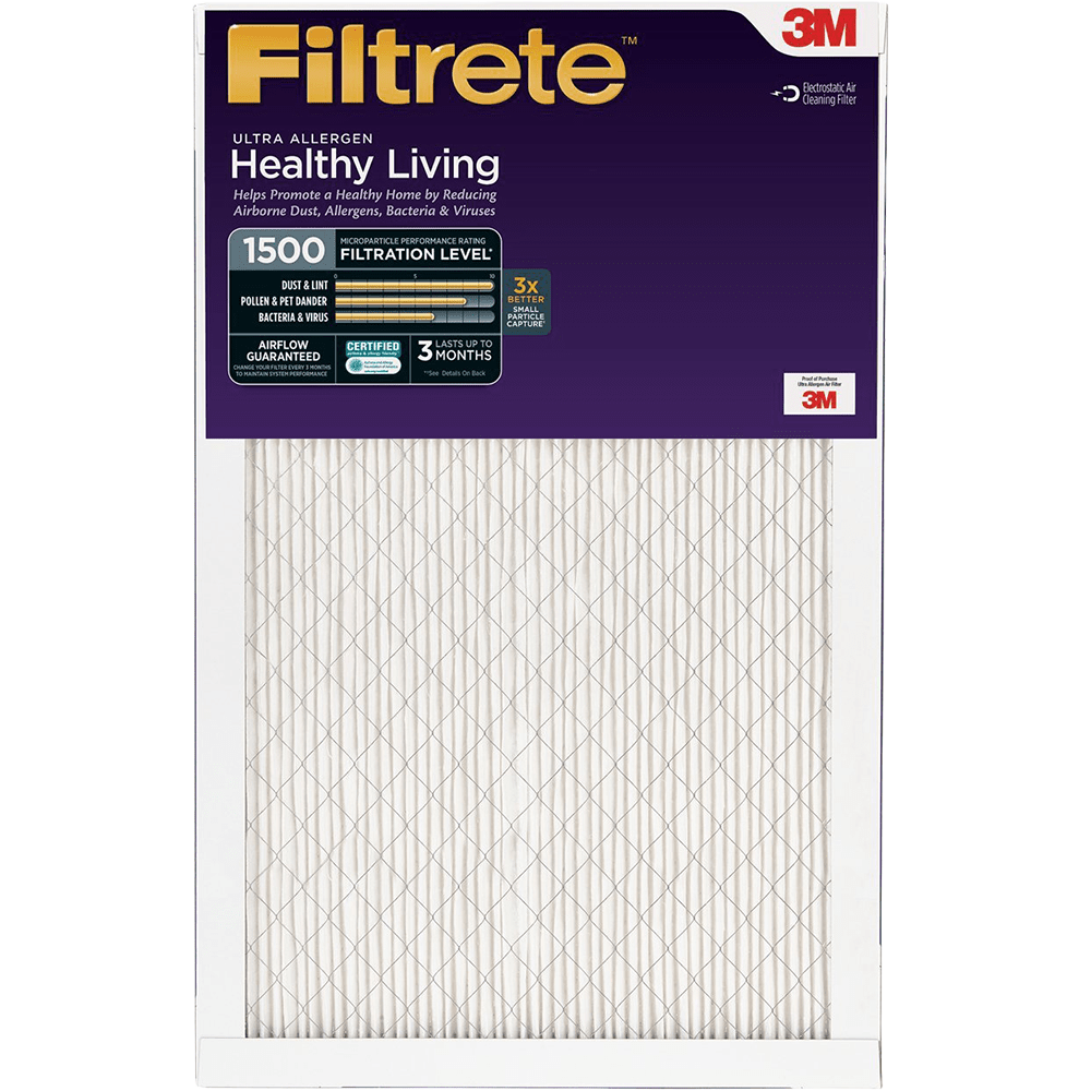 3M Filtrete Healthy Living 1500 MPR Ultra Allergen Reduction Filters 20x20x1 2-PACK