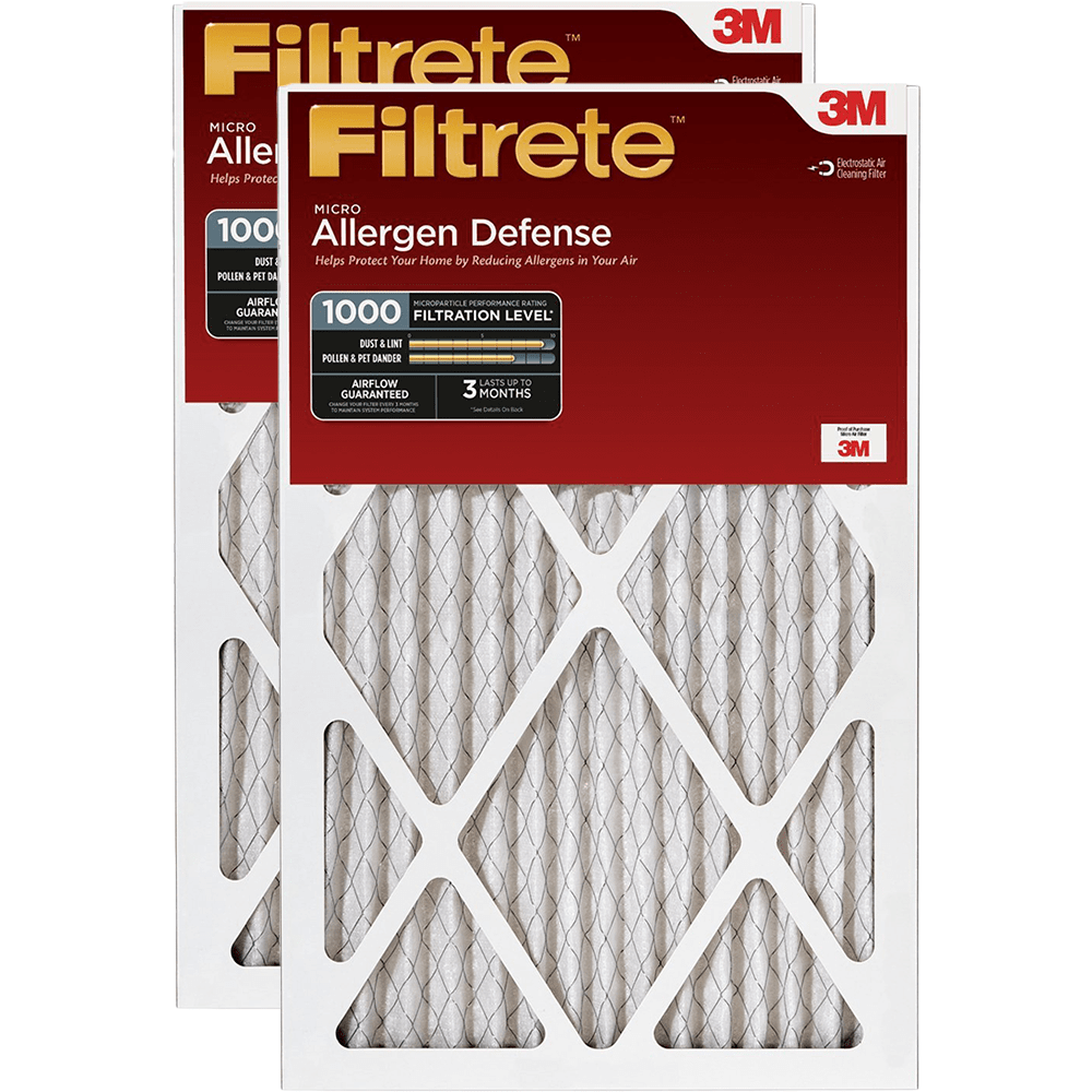 3M Filtrete 1-Inch Micro Allergen Defense MPR 1000 Air Filters 20x25x1 2-PACK