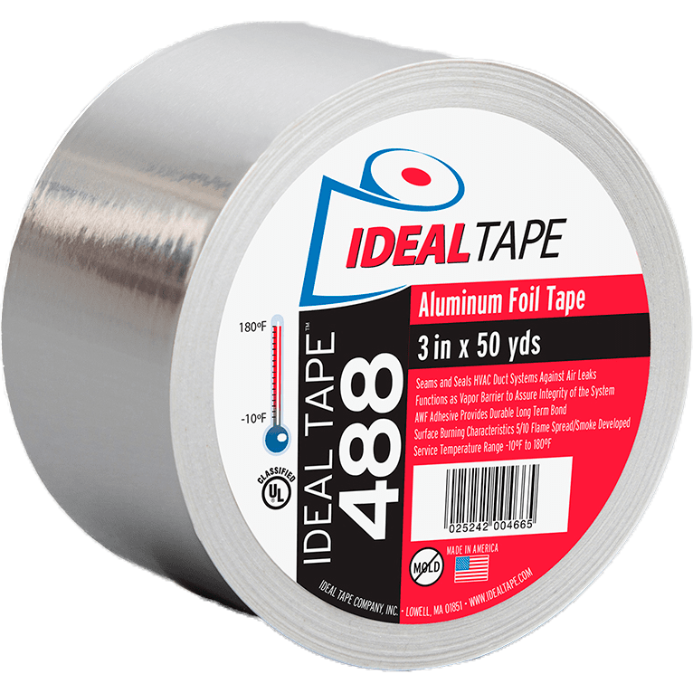 Ideal Tape 488 Aluminum Foil Tape UL Listed 3-in x 50 yds