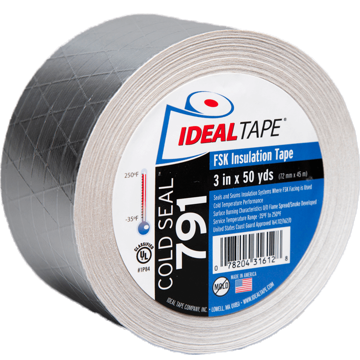 Ideal Tape Cold Seal 791 FSK Aluminum Foil Tape UL Listed 3-in. x 50 yds
