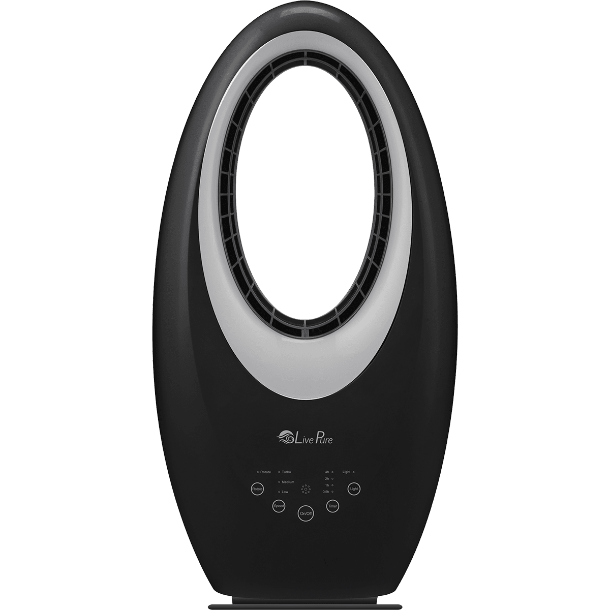 LivePure Bladeless Auto-Duster Air Circulator Black Oscillating Fan w//Filter 11.5 x 22.44 x 6.73 in