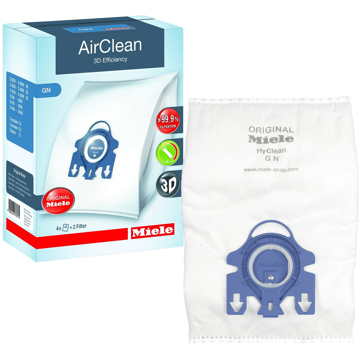 12x 3D Efficiency HyClean Dust AirClean Bags For Miele GN Vacuum Cleaner+Filters 