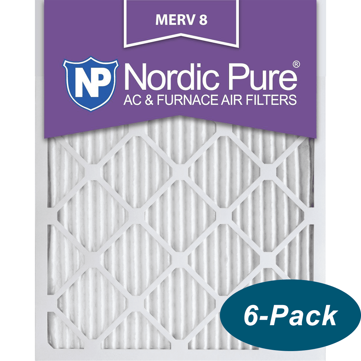 Nordic Pure MERV 8 Pleated Furnace Filter 16x25x1 6-Pack (16x25x1M8-6)