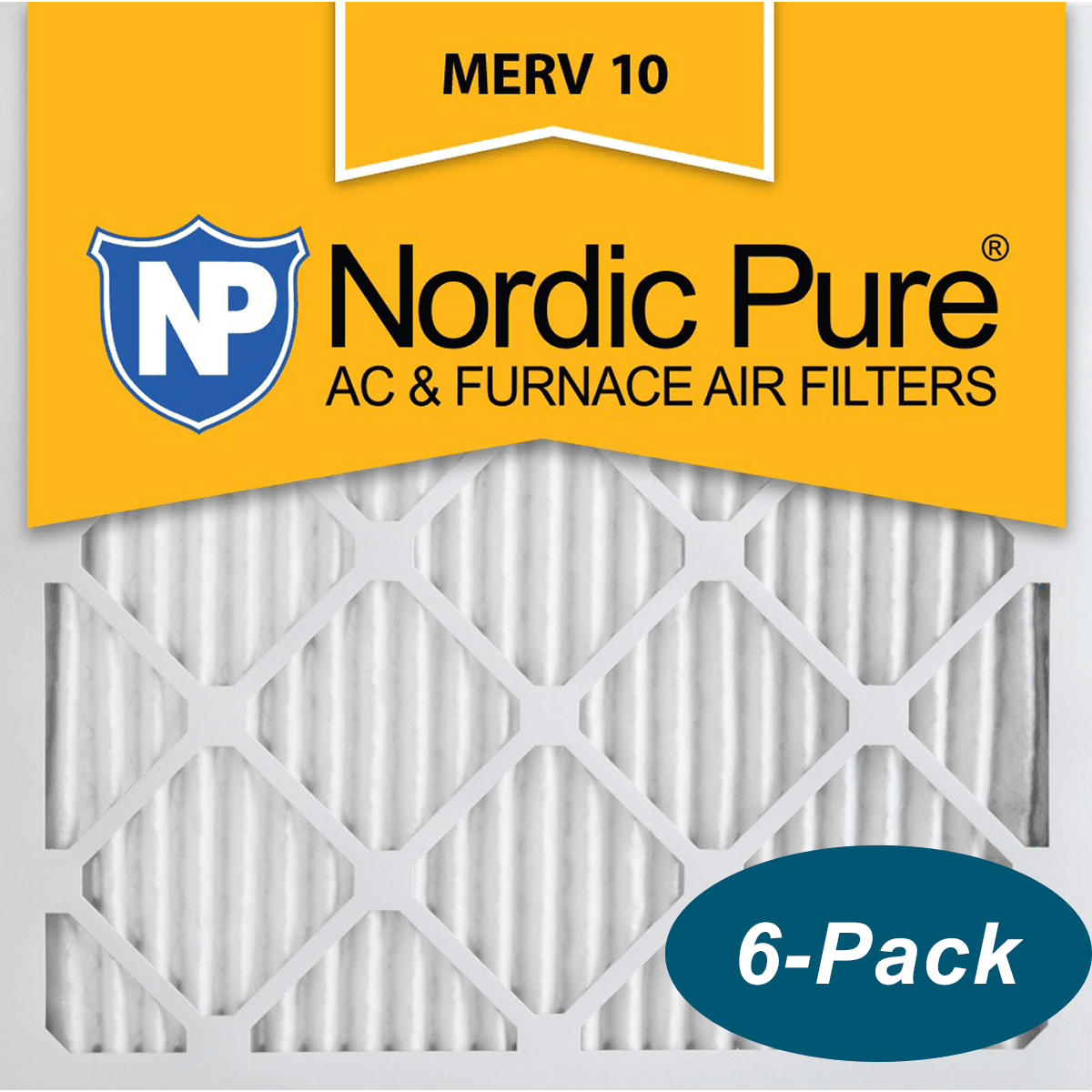 Nordic Pure MERV 10 Pleated Furnace Filter 20x20x1 6-Pack (20x20x1M10-6)