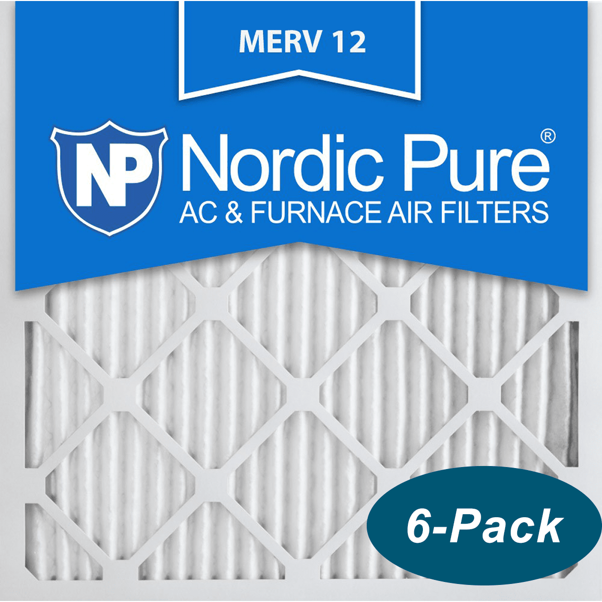Nordic Pure MERV 12 Pleated Furnace Filter 20x20x1 6-Pack (20x20x1M12-6)