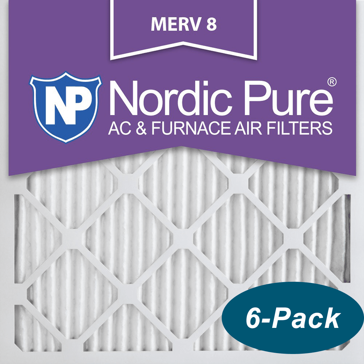 Nordic Pure 11_1/4x11_1/4x1 Exact MERV 8 Pleated AC Furnace Air Filters 6 Pack 