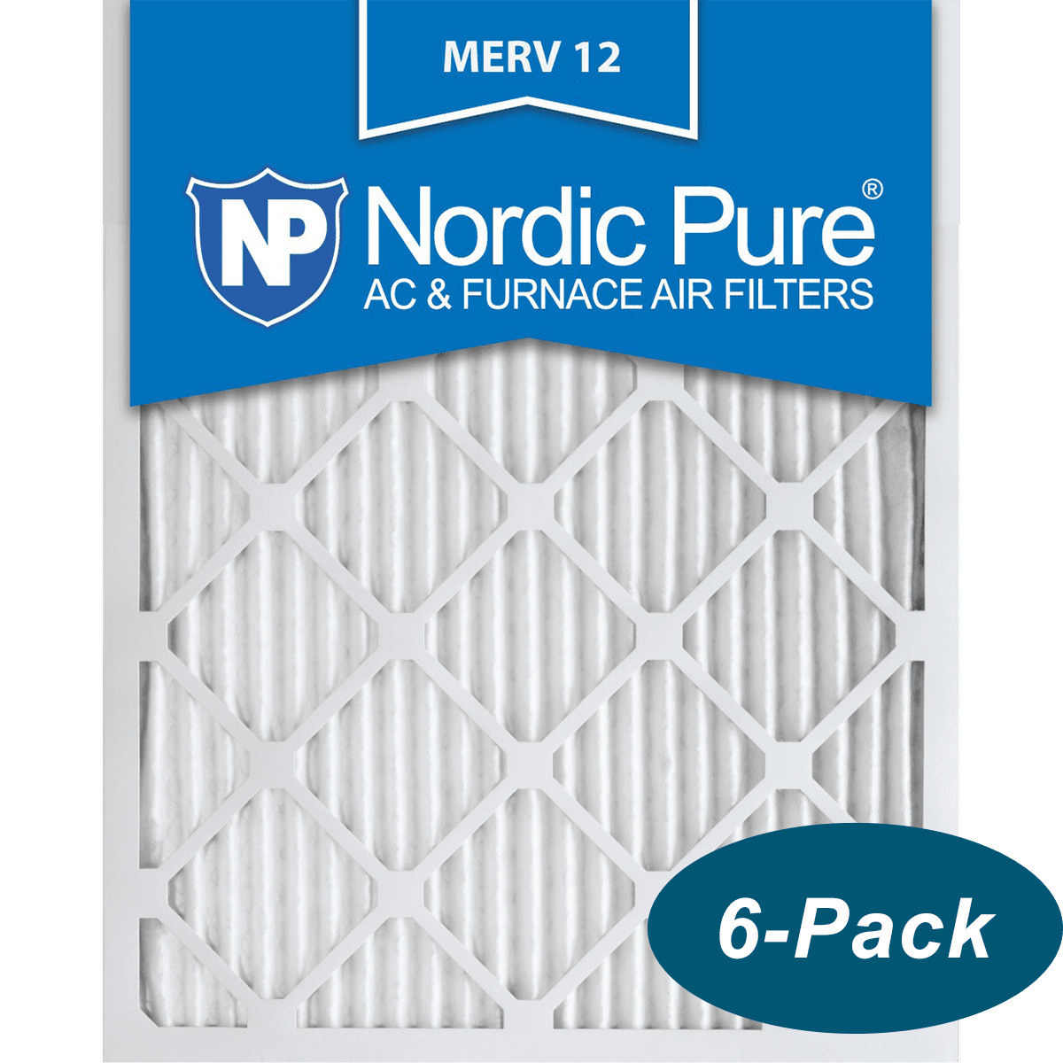 Nordic Pure 16x20x1M12-6 MERV 12 Pleated Air Condition Furnace Filter Box of 6 