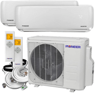 Pioneer Dual Zone 18 000 BTU Ductless Mini Split Heat Pump Sylvane