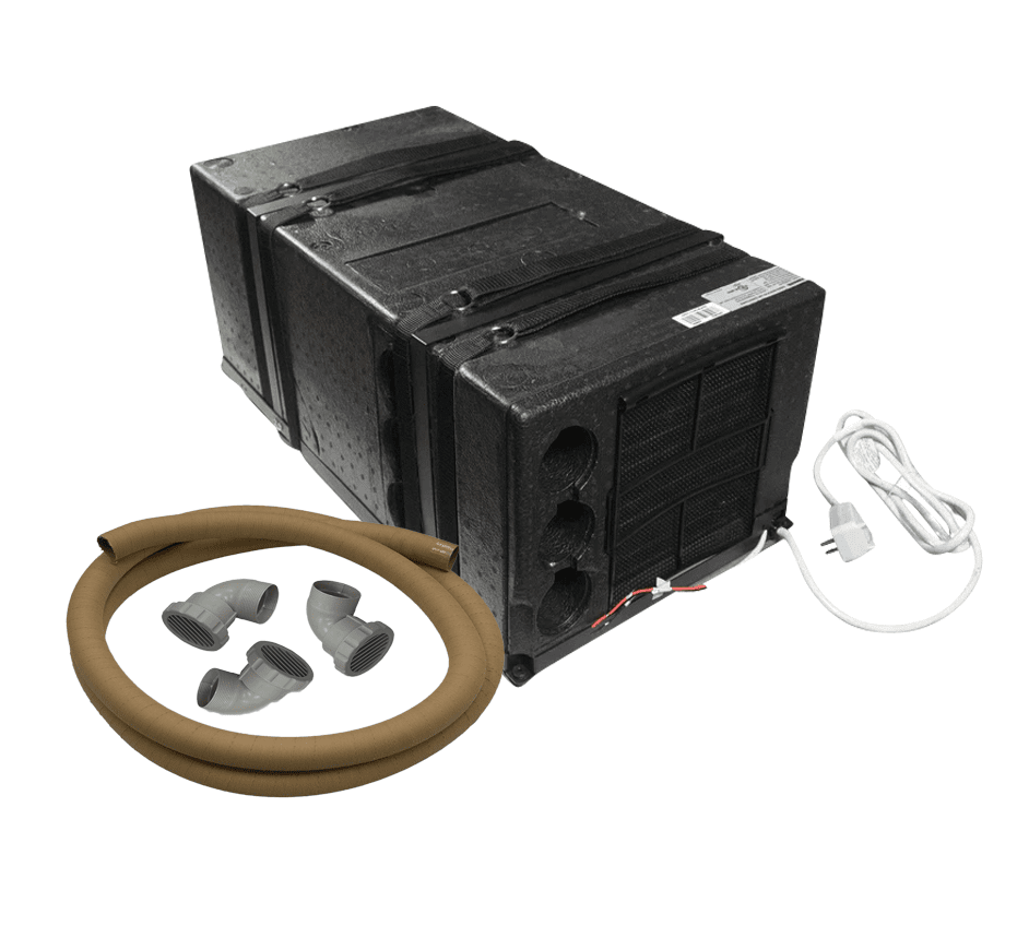 Pioneer 10,000 BTU 115V Under Bench RV Air Conditioner Heat Pump with Air Outlet & Hose Kit