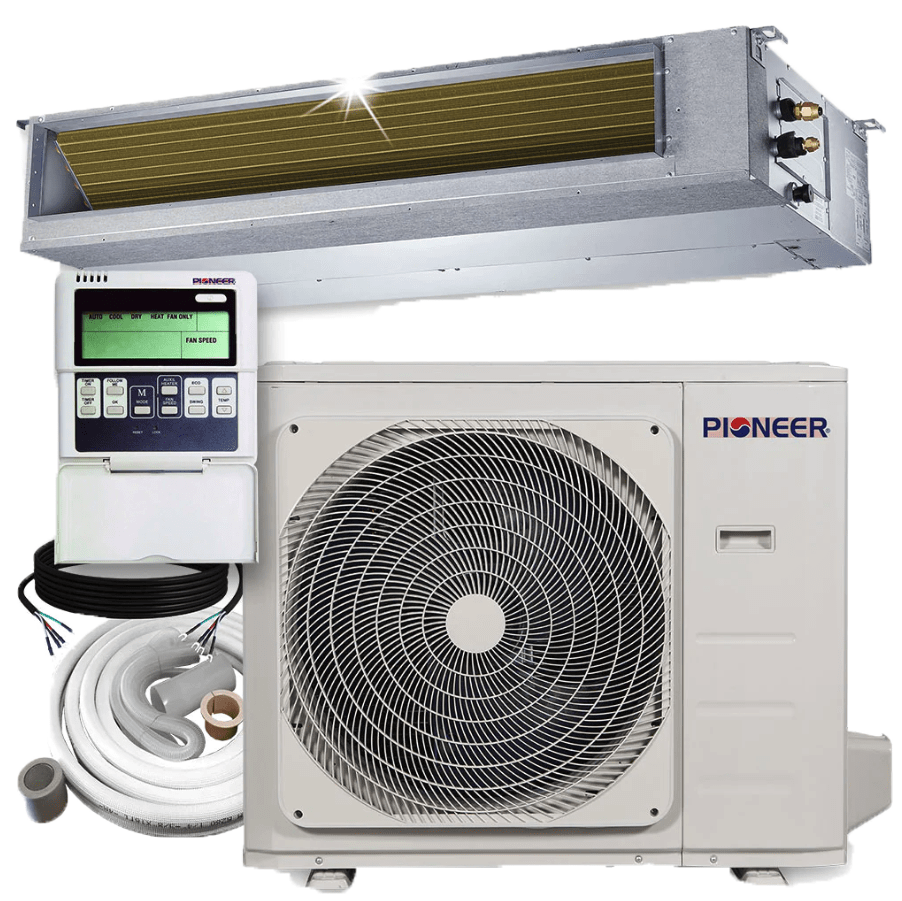 Pioneer 12,000 BTU Ceiling Concealed Ducted Inverter Mini Split Heat Pump