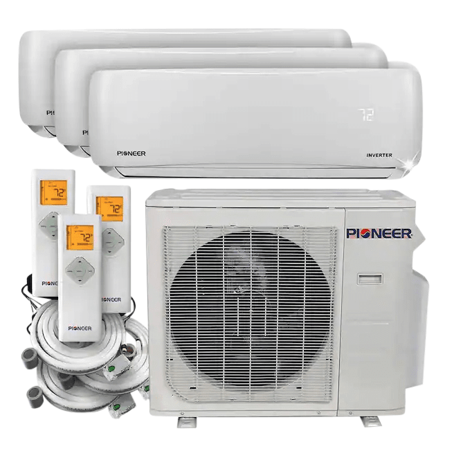 Pioneer Tri-Zone 27,000 BTU Ductless Mini Split Heat Pump (9k + 9k + 9k) - 16ft. Line Sets