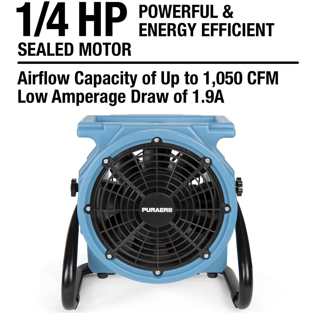 PURAERO 1/4 HP 1.9A Compact High Speed Axial Fan