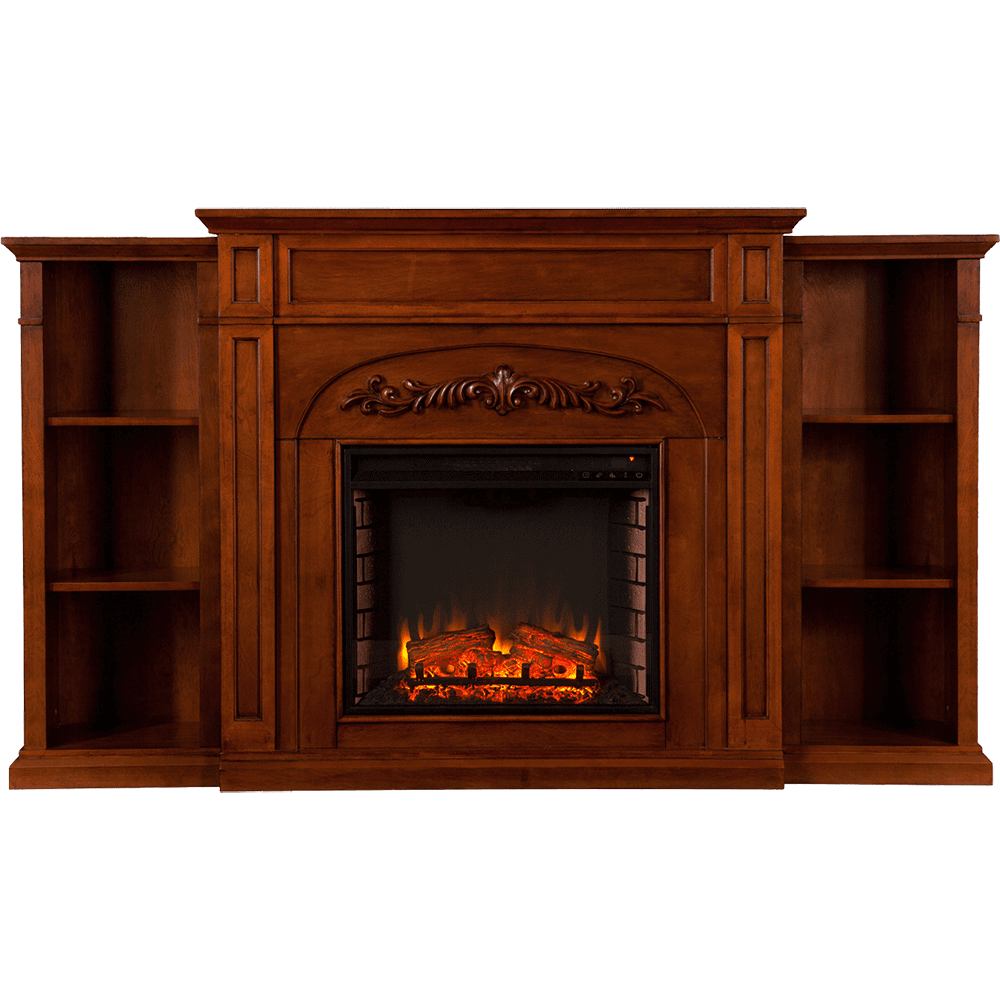 Southern Enterprises Chantilly Electric Fireplace w/ Bookcases - Oak