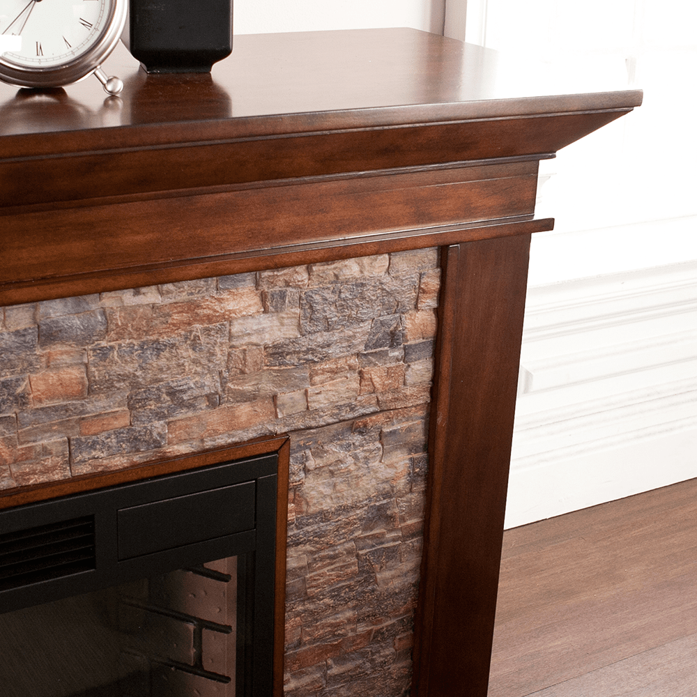 Canyon Heights Electric Fireplace, Canyon Heights Faux Stacked Stone Electric Fireplace
