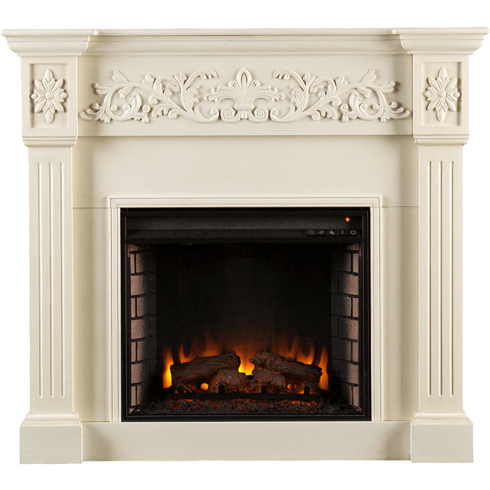 Southern Enterprises Calvert Carved Electric Fireplace - Ivory