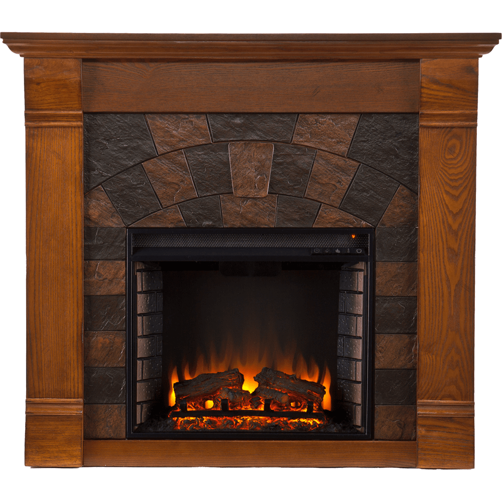 Southern Enterprises Elkmont Electric Fireplace - Salem Antique Oak -  FE9282