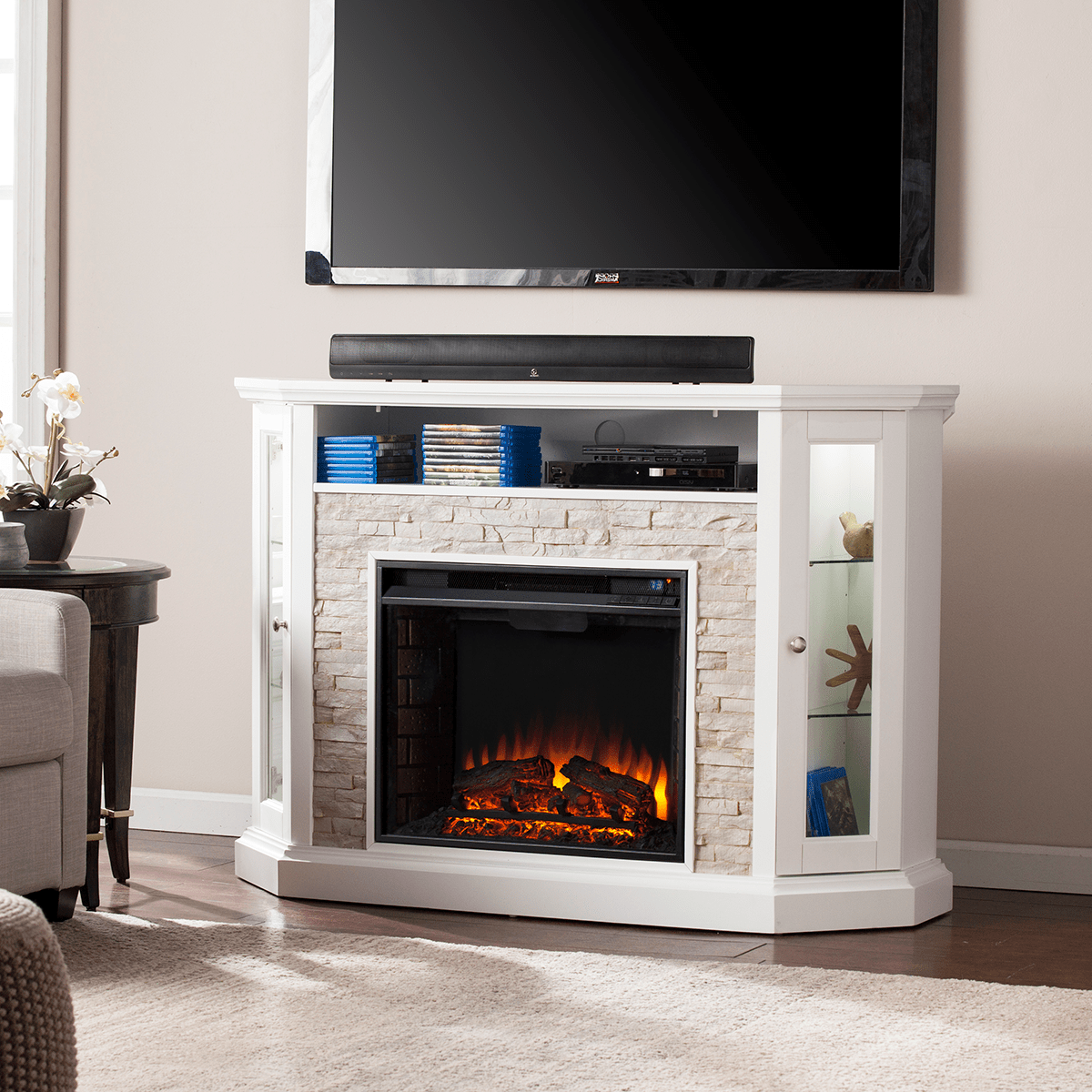 Southern Enterprises Redden Corner Electric Media Fireplace Sylvane