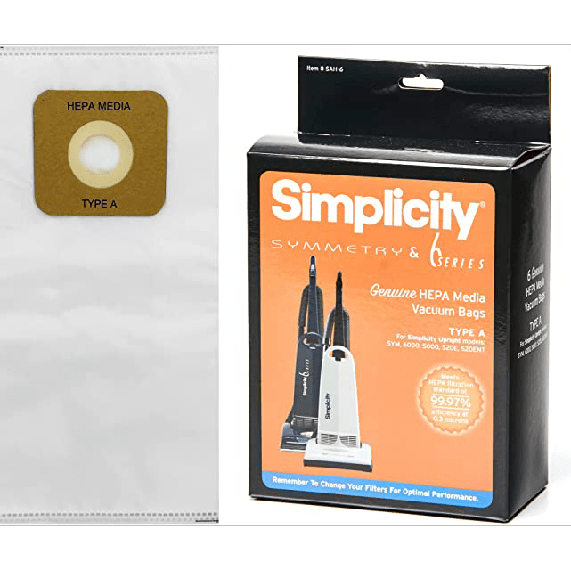 Simplicity HEPA Media Bags for Simplicity Allergy Bagged Upright Vacuum 6-Pack