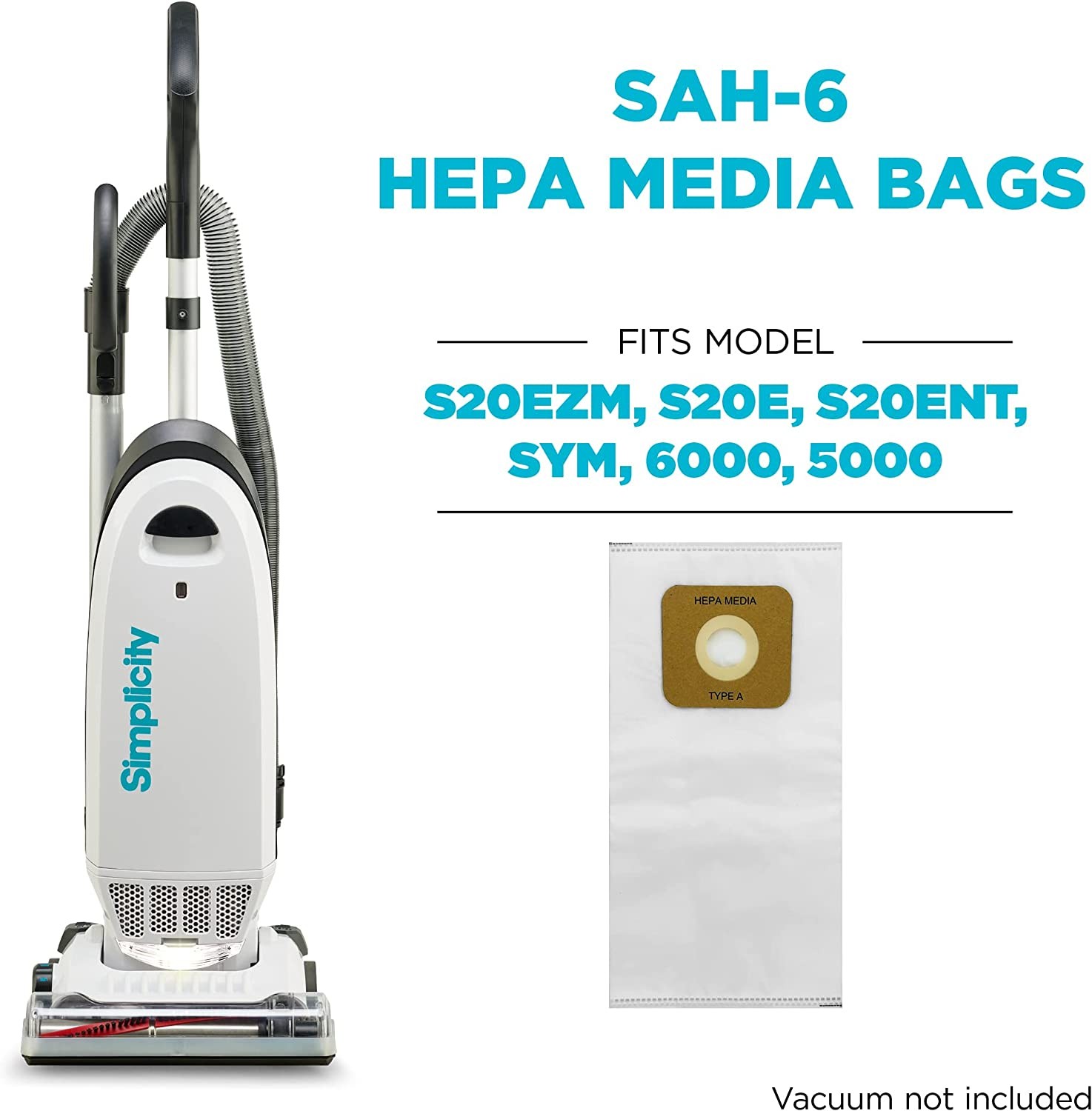 HEPA Media Bags for Symmetry Models SAH-6, 6 Pack