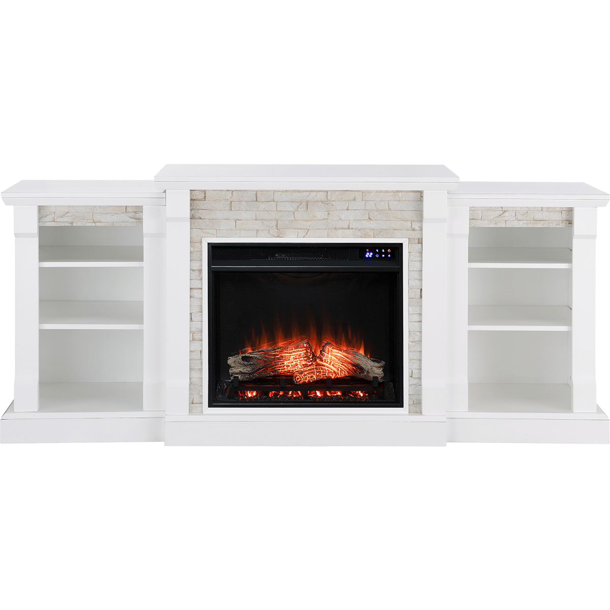 Southern Enterprises Gallatin Faux Stone Enhanced Electric Fireplace - White
