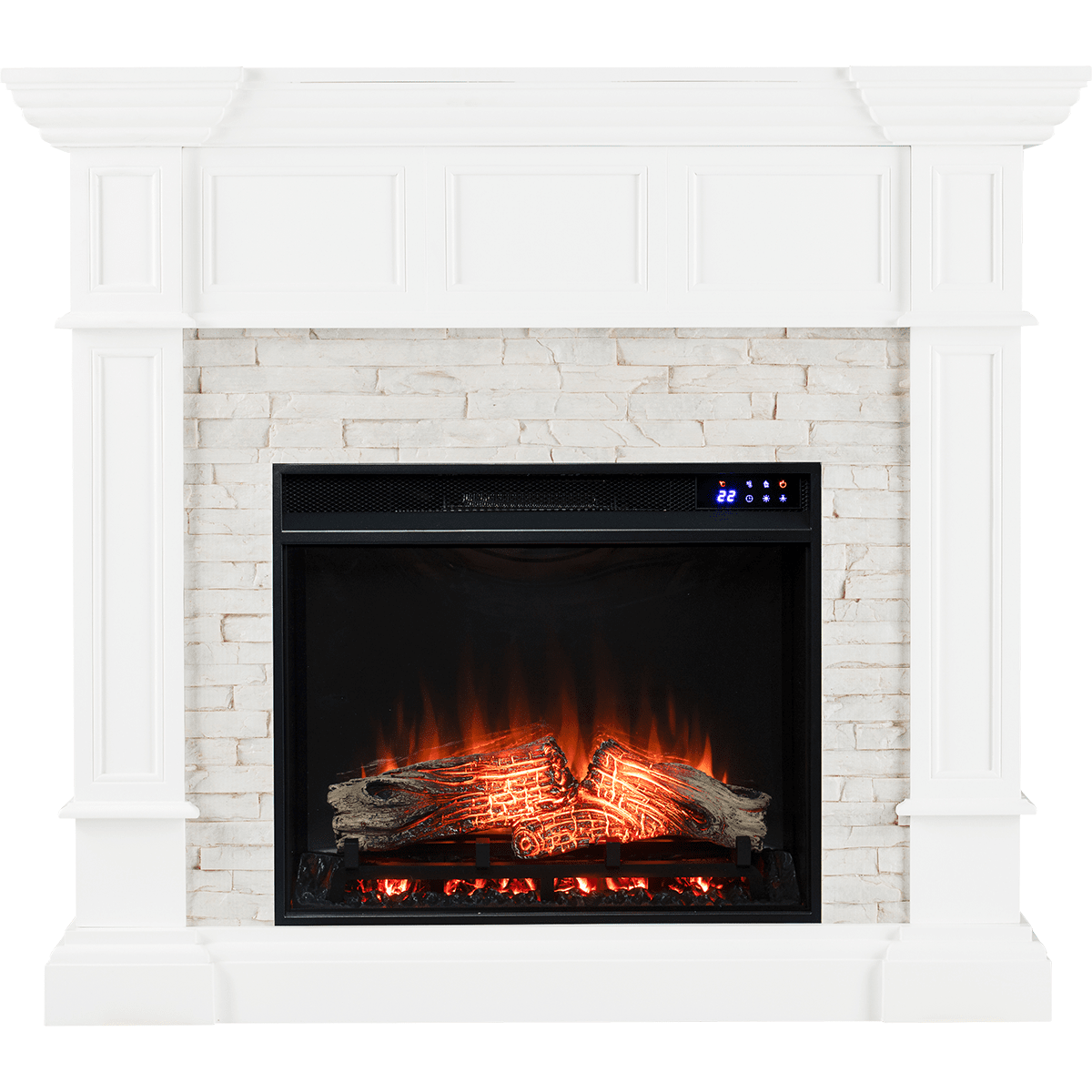Southern Enterprises Merrimack Simulated Stone Convertible Enhanced Electric Fireplace - White -  FR9638