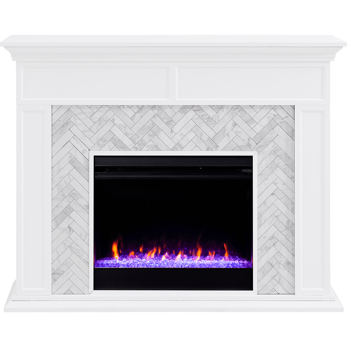Southern Enterprises Torlington Marble Tiled Color-Changing Electric Fireplace