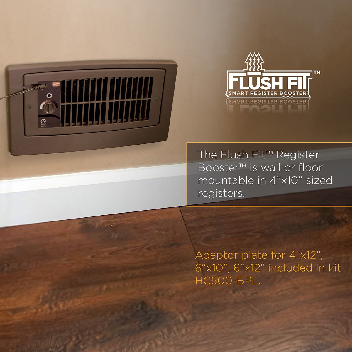 Suncourt Flush Fit Smart Register Booster Fan w/ Adapter Plate