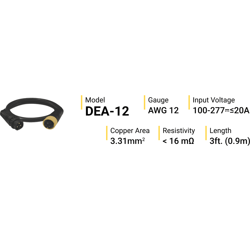 ThinkGrow Extension Power Cord - 3'x20A (DEA-12)