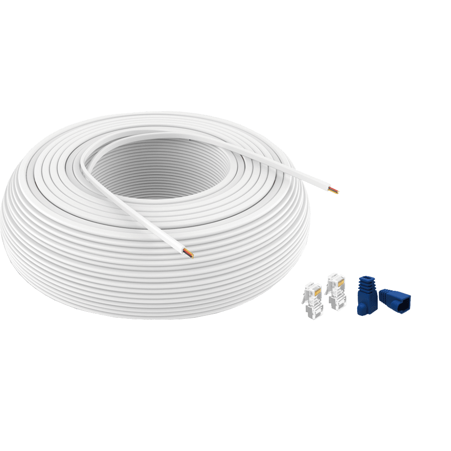 Trolmaster 500ft RJ12 White Cable Roll w/ 100 pcs Connectors Sylvane